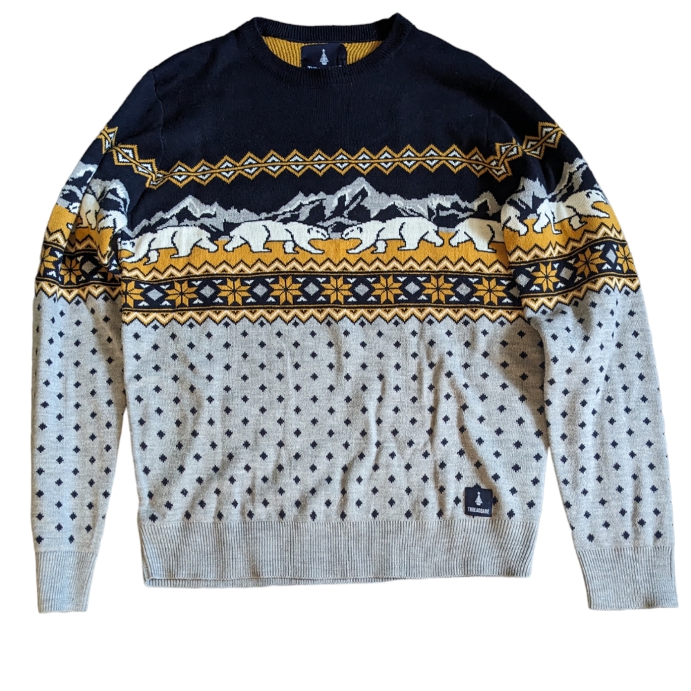 Threadbare Christmas Sweater Polar Bears Men's M